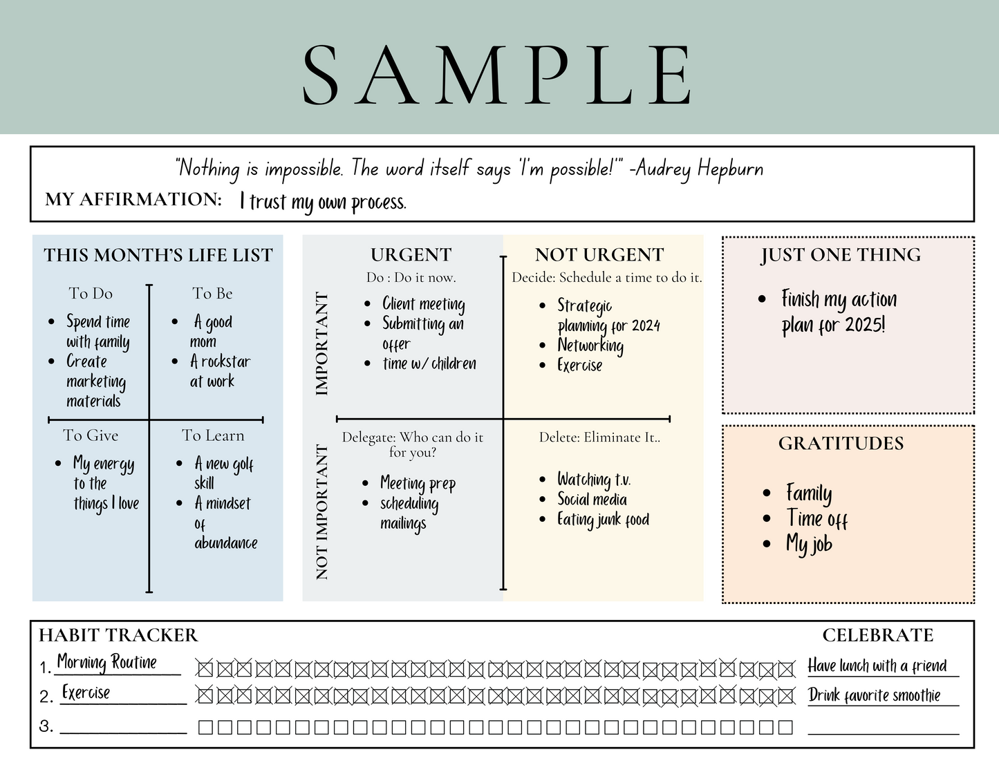 2025 Affirmation Calendar - Taking the Lead Today